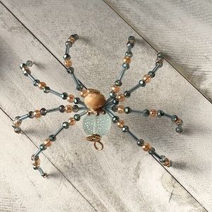 Beautiful Light Blue and Gold Spider Ornament